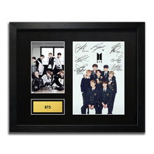 BTS - JungKook V Jimin Suga RM Jin J-Hope Signed Autograph Framed Music Memorabilia