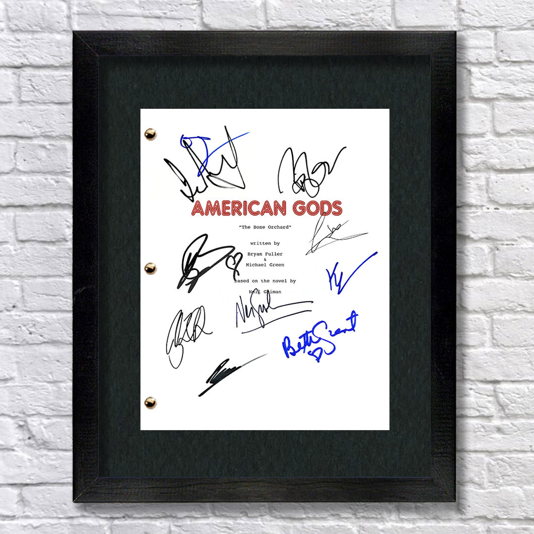 American Gods - Neil Gaiman Pilot Episode TV Script Screenplay Signed Autograph Reprint - Ricky Whittle, Emily Browning, Ian McShane