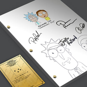 Rick and Morty Signed Script TV Screenplay Autograph RPT - Dan Harmon - Justin Roiland - Chris Parnell - Rob Paulsen - Rick Sanchez
