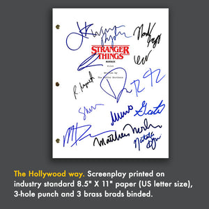 Stranger Things Tv Script Pilot Episode Screenplay - Signed Autograph Reprint - Winona Ryder, David Harbour, Mille Bobby Brown, Finn Wolfhard