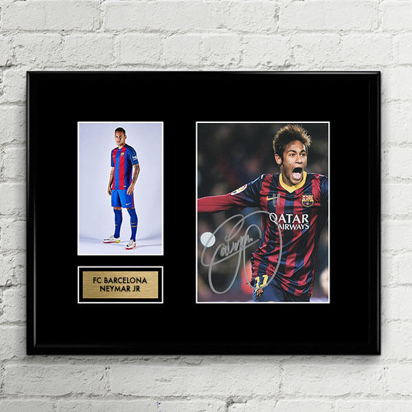 Neymar Jr. Autographed Framed Barcelona Jersey