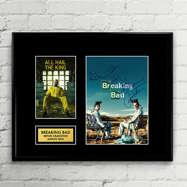 Breaking Bad - Walter White Jesse Pinkman Cast Autograph Signed Poster Art Print Artwork - Bryan Cranston Aaron Paul