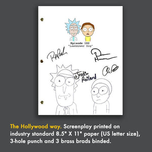 Rick and Morty Signed Script TV Screenplay Autograph RPT - Dan Harmon - Justin Roiland - Chris Parnell - Rob Paulsen - Rick Sanchez